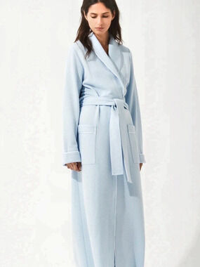 Pluto Women’s Long Robe with Long Sleeves Modal and Cotton Style Light Blue